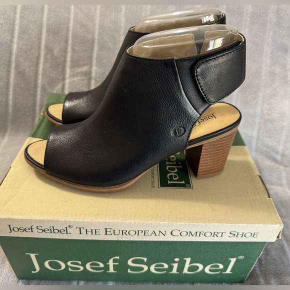 Josef Seibel Shoes - Josef Seibel Bonnie 09 Peep Toe Leather Black Booties EU 37 US 6 to 6.5